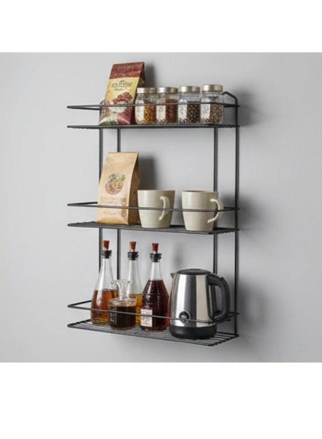 رف زاوية من الفولاذ المقاوم للصدأ للحمام والمطبخ - وحدة تخزين بثلاثة أرفف للشامبو والصابون ومستلزمات النظافة الشخصية - أسود فاخر، مقاوم للصدأ، 55 × 30 سم - Image 4